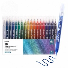 Grabie Jumbo Glitter Gel Pens Set of 18, Metallic Sparkle Gel Ink Pens, Large…