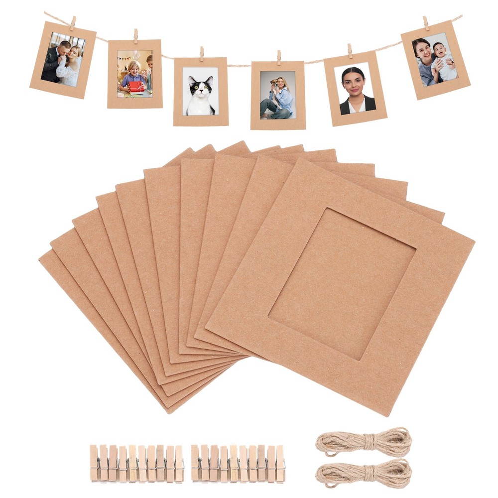 20pcs 1.8 x 2.4″ Kraft Paper Photo Frame Display Banner with Clips and String