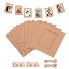 20pcs 1.8 x 2.4″ Kraft Paper Photo Frame Display Banner with Clips and String
