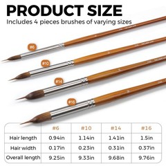 4-Piece Synthetic Extra Long Pinhead Brush Set