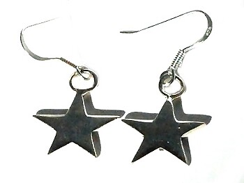 Sterling Silver Flat Polished Star Dangle Earring
