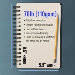 5.5″ x 8.5″ Hardbound Sketch Book, 70 Pound (110gsm), Book of 80-Sheets (2 Pads)