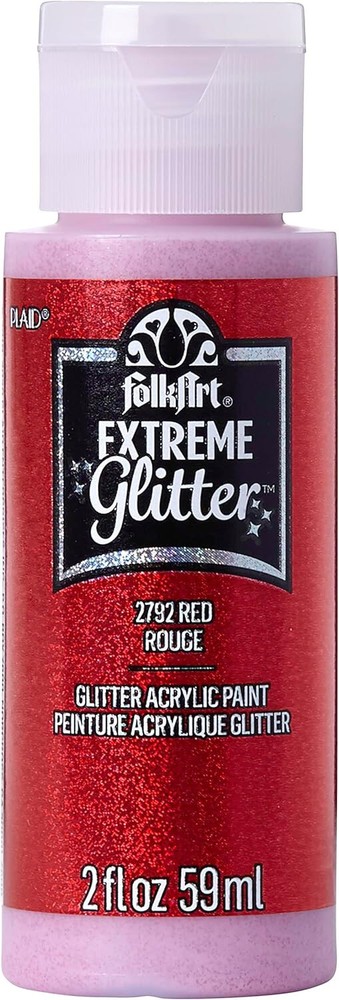 Plaid FolkArt Extreme Glitter ~ Red 2792 ~ Glitter Acrylic Paint 2 fl oz