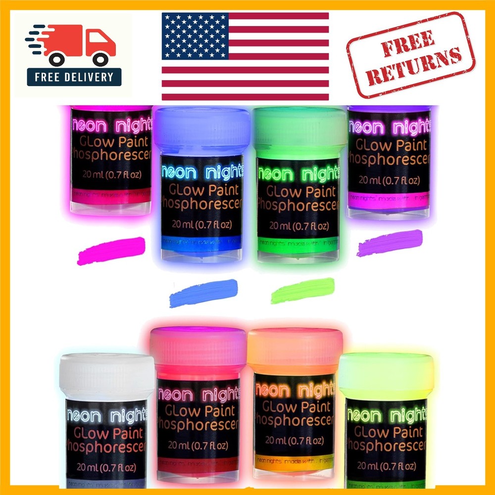 Versatile Glow in The Dark Acrylic Paint Set – 0.7 Fl Oz Bottles for Art & Decor