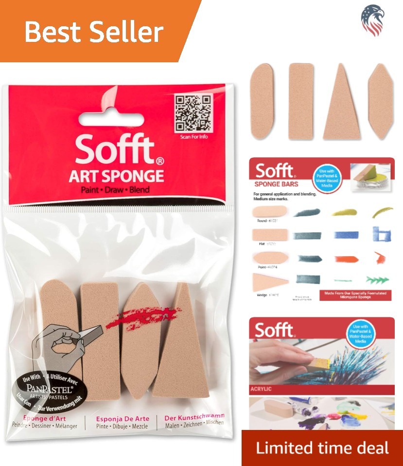Compatible with Painting Art Sponge Bars Pack of 4 Mixed Shapes Polymer Reusable
