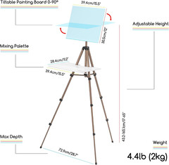Adjustable Travel Easel for Plein Air Watercolor Painting