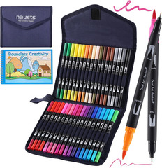 36 Colors Watercolor Markers with Coloring Book Set Brush & Fine Dual Tip No …