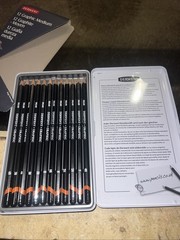 Derwent Graphic Pencils 6B-4H Set of 12 Artist Medium Tin New Open Box