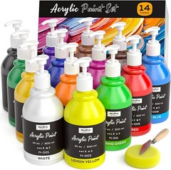 Nicpro 14 Colors Acrylic Paint 10oz Bottles Bulk Pump