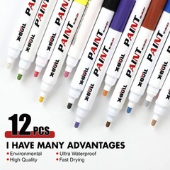 12Pcs Paint Marker Pen Waterproof Permanent For Car Tyre Tire Tread Rubber Metal