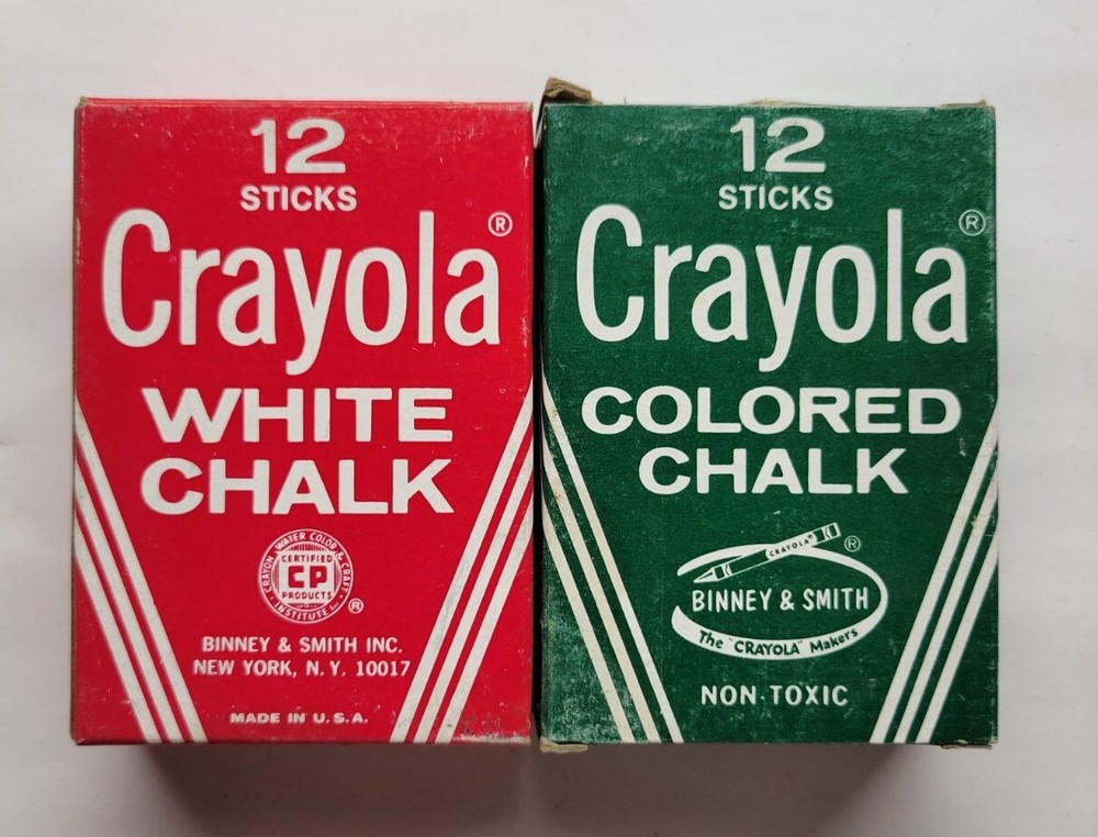 Vintage Binney & Smith Crayola No. 816 Colored & No. 320 White Chalk In Boxes