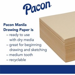 Pacon Cream Manila Drawing Paper, 50 lb Cover Weight, 12 x 18, Cream Manila,