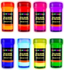 Neon Nights Glow in the Dark Paint – Set of 8, 20 Ml Acrylic Paints for Outdoor