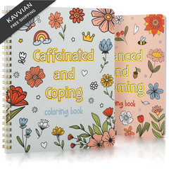 Beautiful Adult Coloring Book Set of 2 for 8 x 7 inches, blue-peach