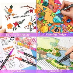 Caliart 34 Double Tip Brush Pens Art Markers, 1 Count (Pack of 34), 34 colors