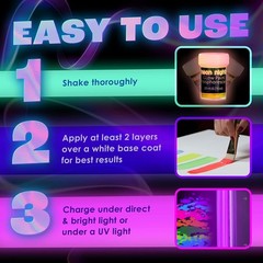 Versatile Glow in The Dark Acrylic Paint Set – 0.7 Fl Oz Bottles for Art & Decor