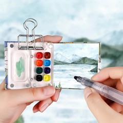 Youdaju 11 Pcs Mini Portable Watercolor Palette Set Travel Paint Multicolor