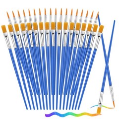 88PCS Small Paint Brushes – Flat & Round Nylon Brushes for Acrylic, Oil