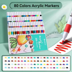 12-80 Colores Set Acrylic Paint Art Marker Pen Rock Painting for Kids Graffiti S