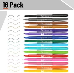 16-Pack High Pigment Felt Tip Pens, Assorted Colors