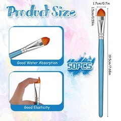 50 PCS 0.7 Inch Artist Filbert Paint Brushes Soft Nylon Hair Wood Handle