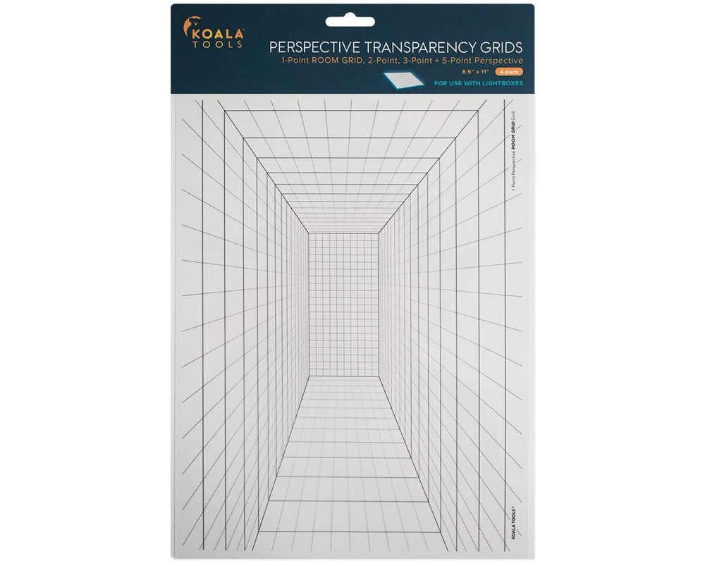 4 Pack 8.5×11 inch Perspective Grid Transparency Sheets for Tracing Sketching