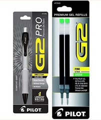 Pilot G2 Pro Gel Pen 0.7mm 1/PK Silver w/Green Ink Refills Office School Home