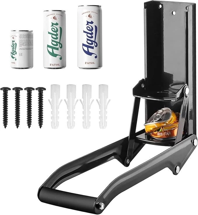 Can Crusher Wall Mounted Aluminum Can Crusher 16oz 12oz 8oz Heavy Duty Black