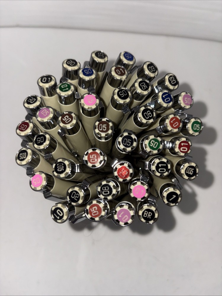 LOT OF 39 – Sakura PIGMA Micron Archival Ink Pens Various Size Colors W/ Extras