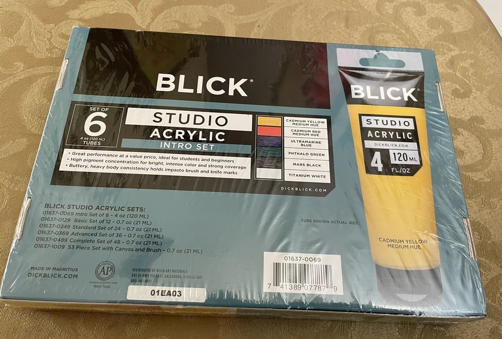 Blick Studio Acrylic 6 Tubes 4 Oz Each 24 Oz Total Artist Paint Intense Colors