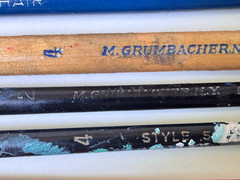 Used Lot 21 Water/Oil/Craft Paint Brushes, Grumbacher, Winsor, Delta, Langnickel