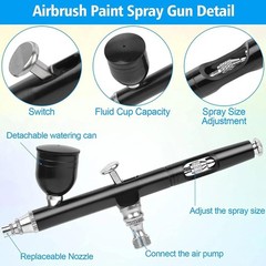 Dual Action Airbrush Gravity Feed 0.3mm Gun Spray Nail Art Paint Tattoo Tool Set