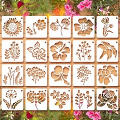 Ymapinc 20 Pcs 2.95 Inch Flower Stencils for Crafts, Rock 2.95*2.95 inches