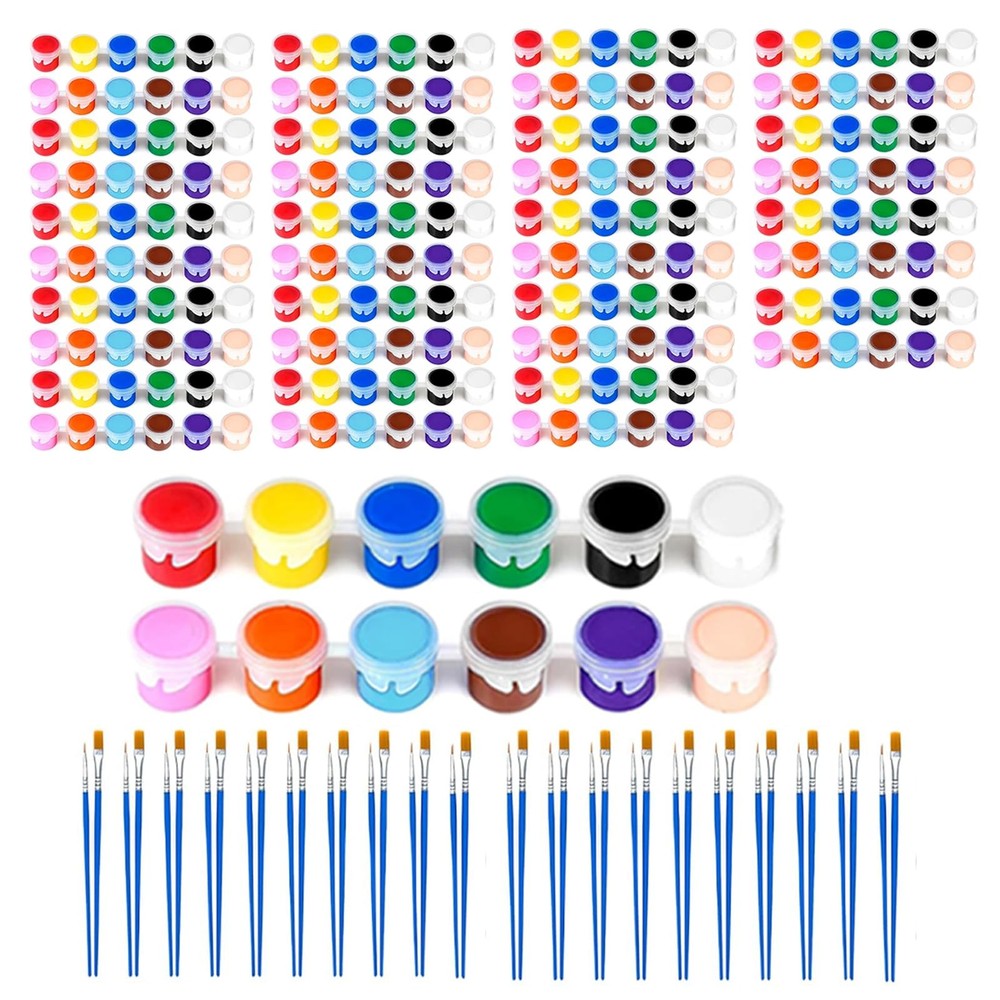 20 Pack Mini Acrylic Paint Set, 12 Colors 1 Count (Pack of 20), Multicolor