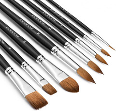 Watercolor Brushes Professional, Fuumuui 8Pcs Sable Paint Brush Set Variety Shap