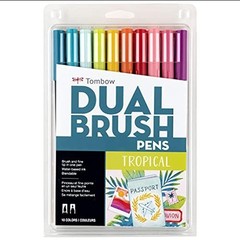 Tombow 56189 Dual Brush Pen Art Markers, Tropical, 10Pack. Blendable, Brush a…