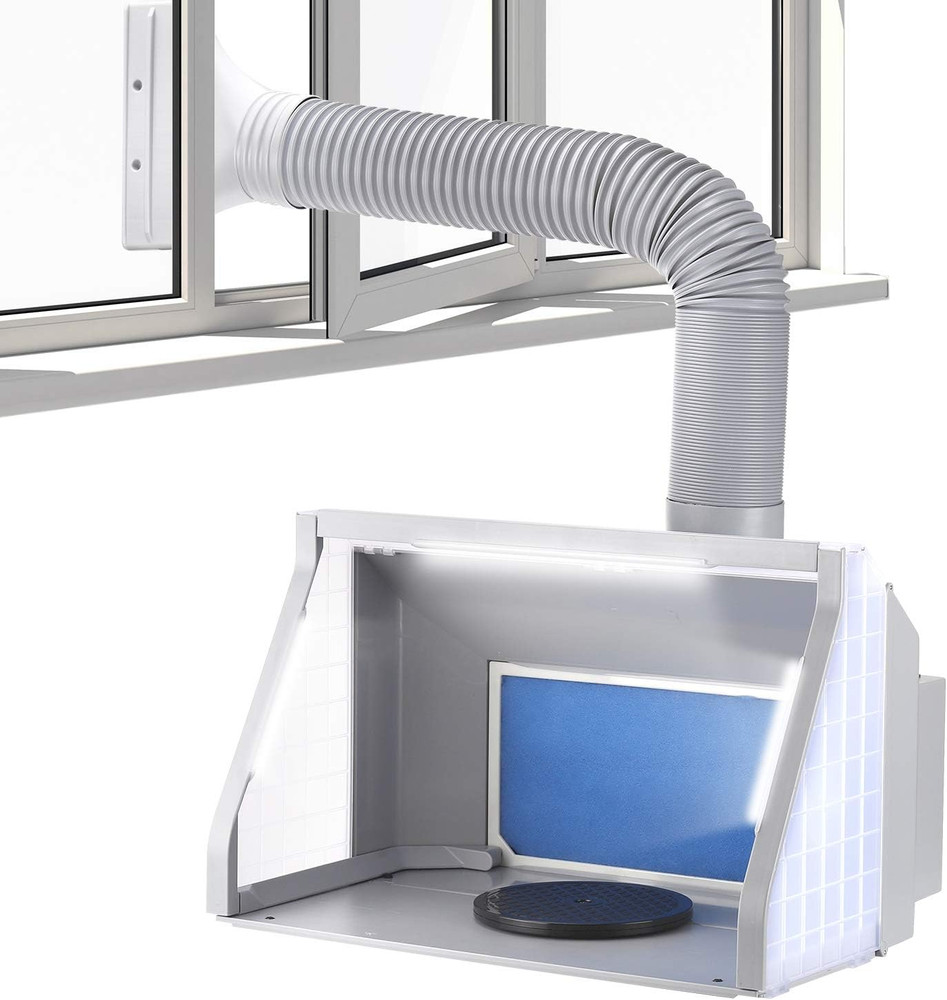 Portable Airbrush Spray Booth with Dual Fans & LED Control for Miniatures