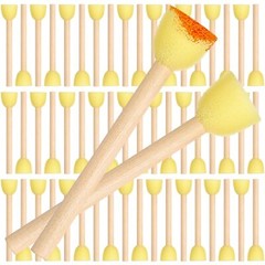 100 Pc Round Sponges Foam Brush Set Sponge Brushes with Wooden Handle (0.8 Inch)