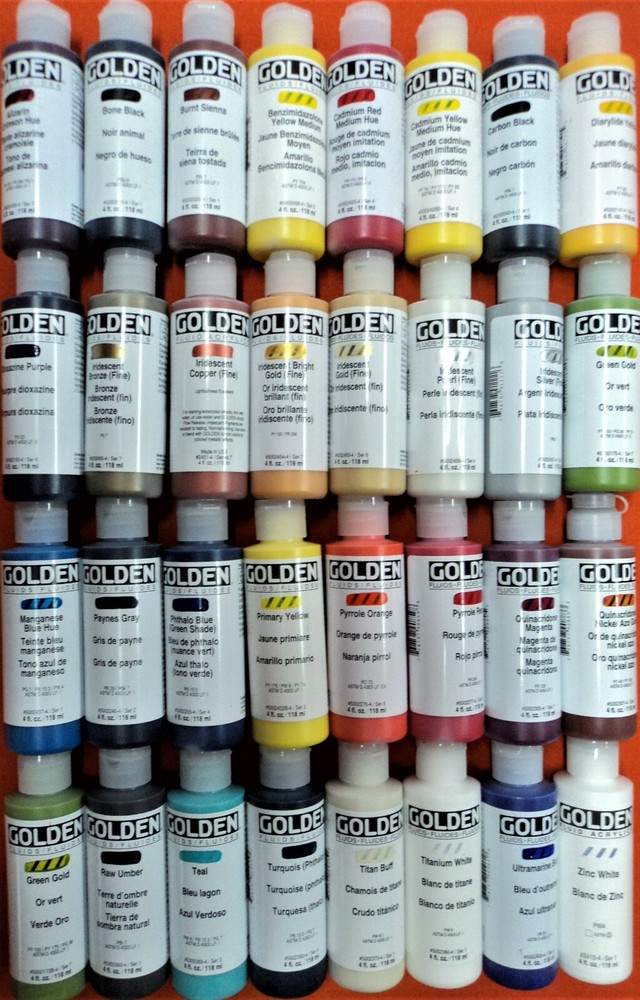 Golden Fluid Acrylic Paint, 4 oz., 10% off purchases of $50 or more, 32 colors