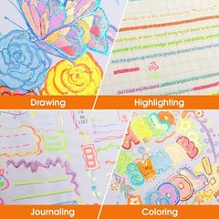 Glitter Highlighter Markers 16-Count, Chisel Tip Assorted Colors for Art & Journ
