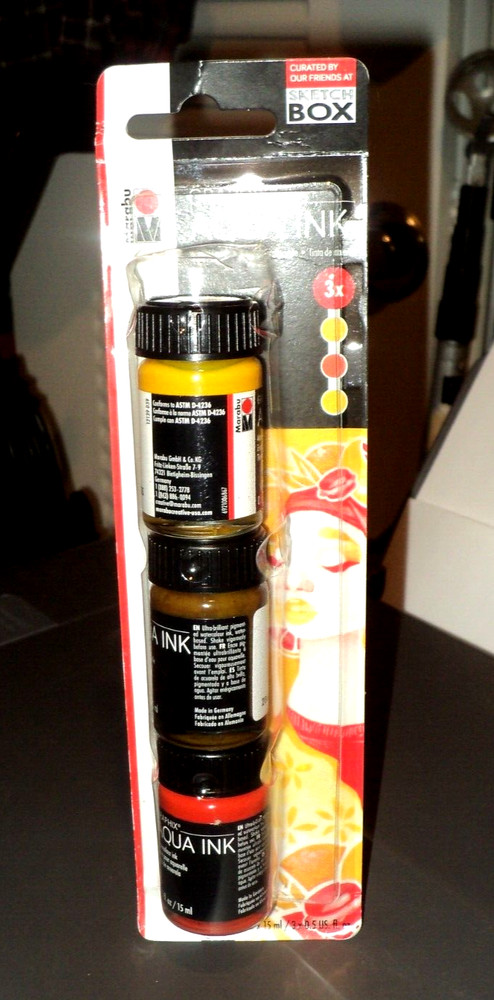 MARABU Graphix Aqua Ink: BRAND NEW: 3 15 ml Bottles: Watercolor Art Techniques