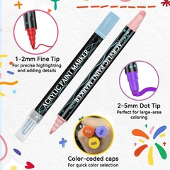 24 Colors Acrylic Markers Set, Dual Tip Acrylic Paint Markers with Fine & Dot…