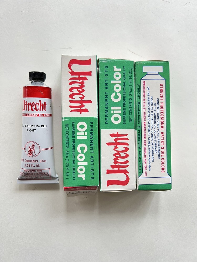 Vintage Utrecht Cadmium Red Light Oil Paint. Box of 3. Original. See Video.