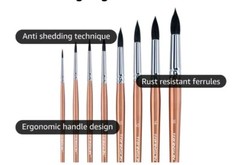 Transon Round Watercolor Detail Paint Brushes Goat Hair 8pcs for Watercolors…