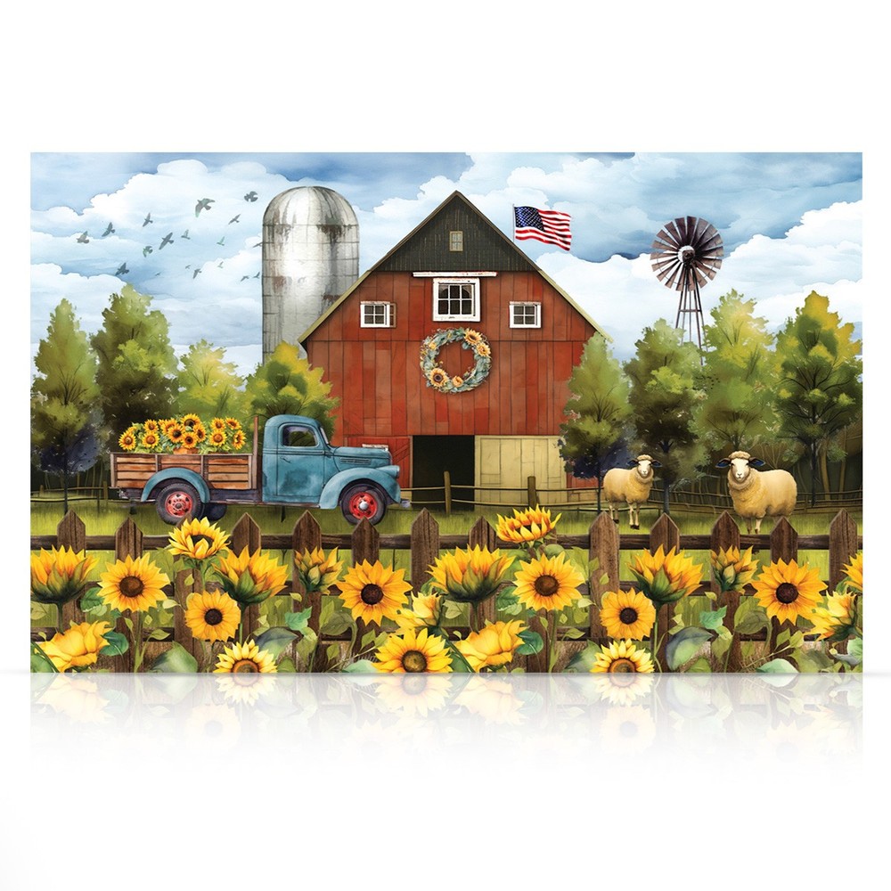 Briarwood Lane Summer Canvas Art 24×16 Sunflower Barn For Summer Large Canvas