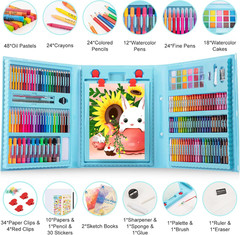 Art Supplies, 240-Piece Drawing Art Kit, Gifts Art Set Case with Double Sided Tr