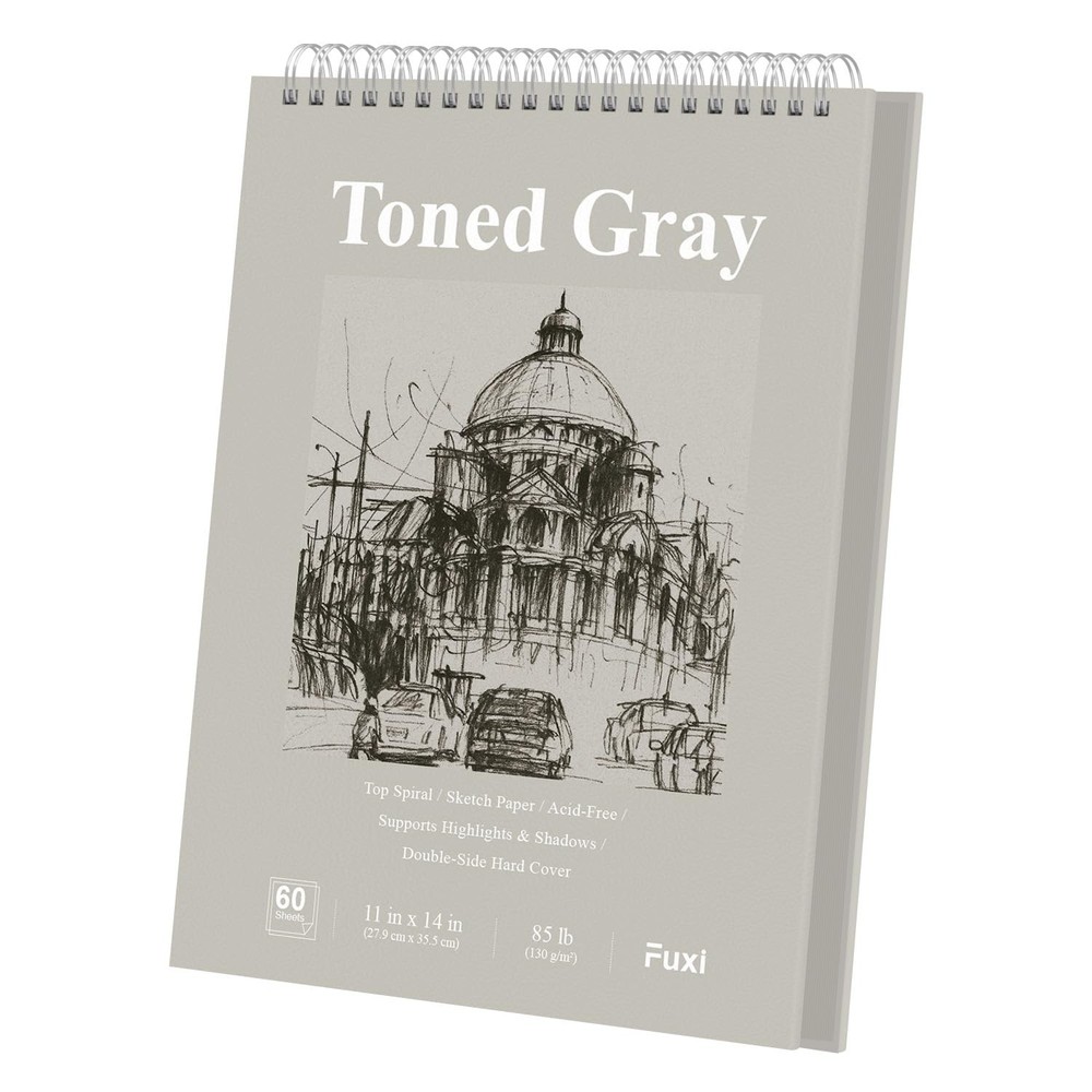 Toned Gray Sketchbook 11×14, Large Drawing Pad, 60 Sheets (85lb/130gsm) Spira…