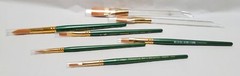 Lot of 7 Princeton Art & Brush Co Lauren Series Clear Green Handle Paint Brushes