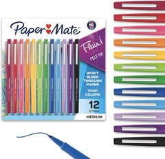 Vibrant Flair Felt Tip Pens, 12-Count Assorted Colors – Ideal for Arts & Crafts