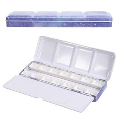 Blue Empty Watercolor Palette Metal Watercolor Tin w 14pcs Full Pan for Painting